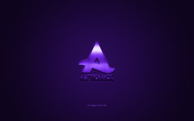 Afrojack logo, violet fonc&#233; brillant logo, Afrojack embl&#232;me m&#233;tallique, DJ hollandais, Nick van de Wall, violet fonc&#233; en fibre de carbone texture, Afrojack, marques, art cr&#233;atif