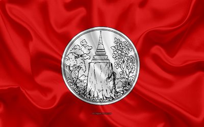 Drapeau de la Province de Khon Kaen, 4k, drapeau de soie, province de la Tha&#239;lande, soie, texture, Khon Kaen drapeau, Tha&#239;lande, Province de Khon Kaen