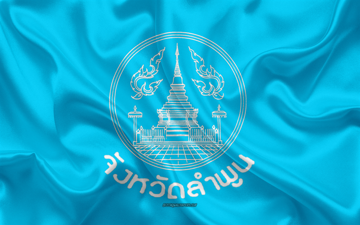 flagge von lam phun provinz, 4k, seide flagge, in der provinz von thailand, seide textur, lam phun flagge, thailand, lam phun provinz