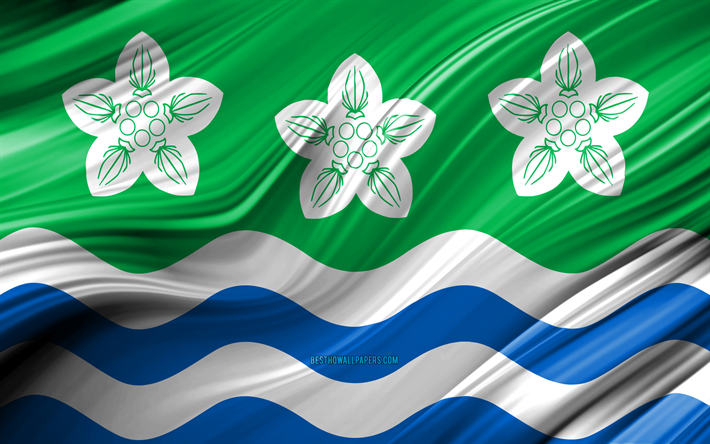 4k, Cumberland flag, english counties, 3D waves, Flag of Cumberland, Counties of England, Cumberland County, administrative districts, Cumberland 3D flag, Europe, England, Cumberland