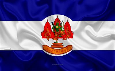 Drapeau de la Province de Lopburi, 4k, drapeau de soie, province de la Tha&#239;lande, soie, texture, Lopburi drapeau, Tha&#239;lande, Province de Lopburi