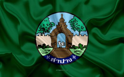 العلم من امبانج محافظة, 4k, الحرير العلم, محافظة تايلاند, نسيج الحرير, Lampang العلم, تايلاند, Lampang محافظة