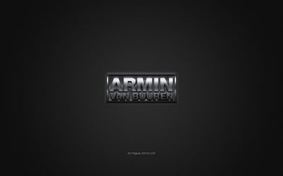 Armin van Buuren logotipo, Armin van Buuren emblema de metal, Holand&#234;s DJ, textura de fibra de carbono, Armin van Buuren, marcas