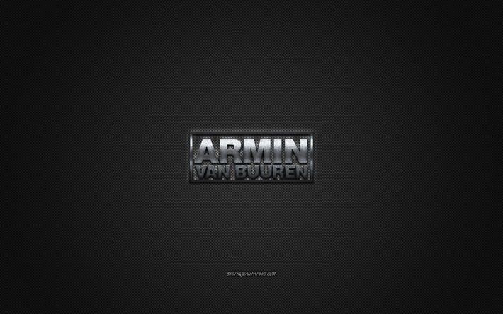 Armin van Buuren logo, Armin van Buuren, metal amblem, İngilizce, DJ, karbon, fiber, doku, marka