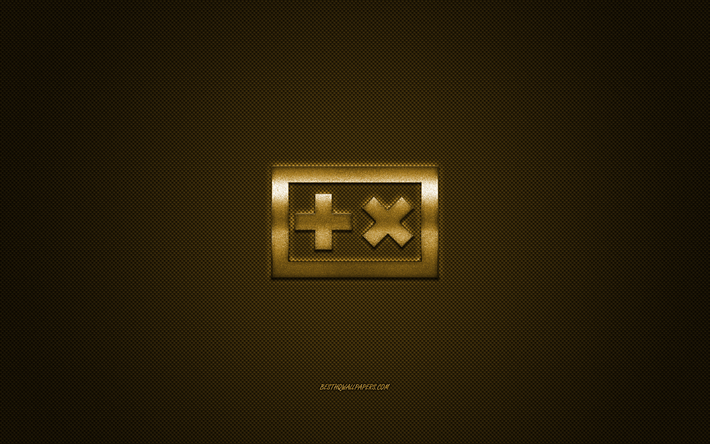 Martin Garrix logo, gold shiny logo, Martin Garrix metal emblem, Dutch DJ, gold carbon fiber texture, Martin Garrix, brands, creative art