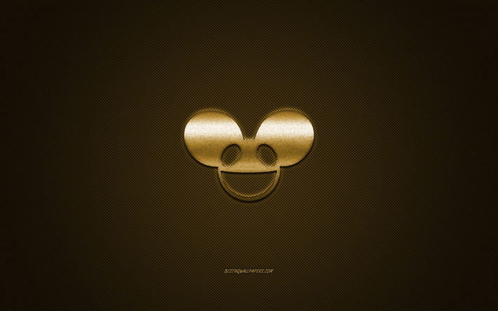 Deadmau5 logo, golden shiny logo, Deadmau5 metal emblem, Canadian DJ, Joel Thomas Zimmerman, golden carbon fiber texture, Deadmau5, brands, creative art