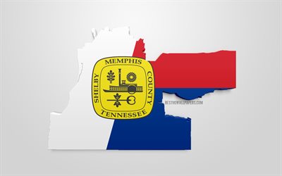 Memphis map silhouette, 3d flag of Memphis, American city, 3d art, Memphis 3d flag, Tennessee, USA, Memphis, geography, flags of US cities