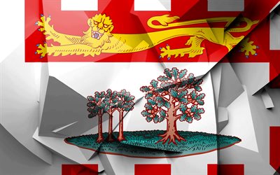 4k, Prens Edward Adası Bayrağı, geometrik sanat, Kanada İlleri, Prens Edward Adası bayrağı, yaratıcı, Kanada eyaletleri, Prince Edward Island Eyaleti, il&#231;elere, Kanada, Prens Edward Adası
