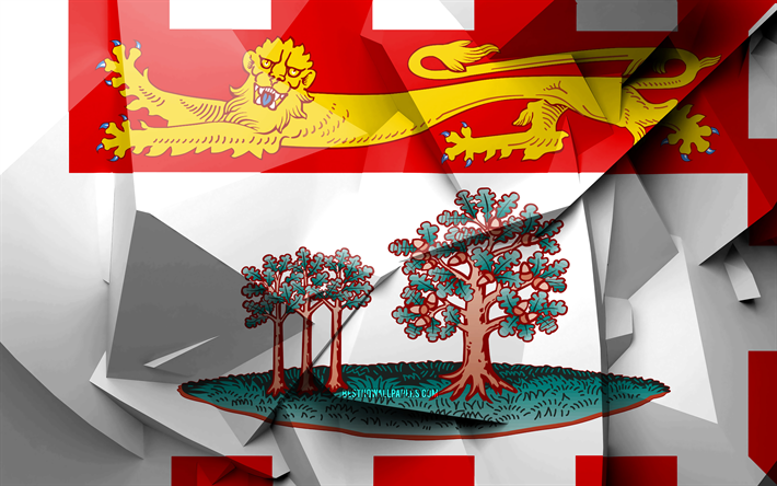 4k, le Drapeau de l&#39;&#206;le du Prince &#201;douard, geometric art, les Provinces du Canada, l&#39;&#206;le du Prince &#201;douard drapeau, cr&#233;atif, provinces canadiennes, &#224; l&#39;&#206;le du Prince-&#201;douard Province, des districts, le C