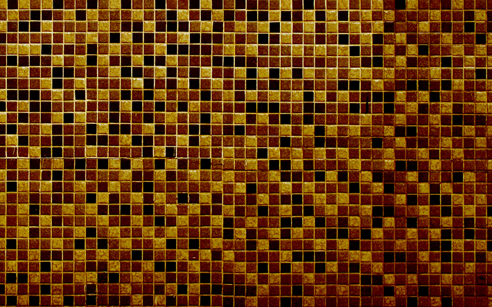 gelb mosaik-textur, grunge, mosaik, hintergrund, gelbe textur-pixel-textur-gelb