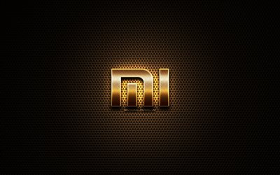 Xiaomi brillo logotipo, creativo, rejilla de metal de fondo, Xiaomi logotipo, marcas, Xiaomi
