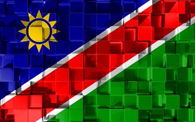 Flaggan i Namibia, 3d-flagga, 3d kuber konsistens, Flaggor i Afrikanska l&#228;nder, 3d-konst, Namibia, Afrika, 3d-textur, Namibia flagga