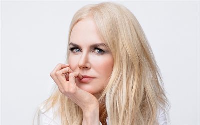 Nicole Kidman, amerikansk sk&#229;despelare, portr&#228;tt, ansikte, photoshoot, vit kl&#228;nning, amerikanska stj&#228;rnan