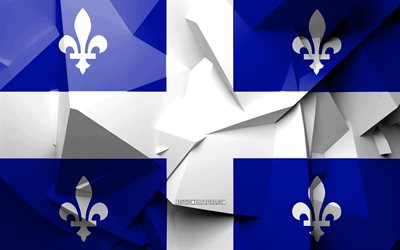 4k, Flaggan i Quebec, geometriska art, Provinser i Kanada, Quebec flagga, kreativa, kanadensiska provinser, Quebec-Provinsen, administrativa distrikt, Quebec 3D-flagga, Kanada, Quebec