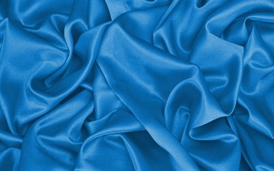 4k, de seda azul textura, ondulado textura de tecido, seda, tecido azul de fundo, cetim azul, tecido de texturas, cetim, de seda, texturas, azul textura de tecido