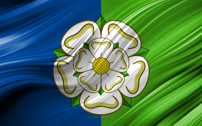 4k, East Riding of Yorkshire bandeira, munic&#237;pios ingl&#234;s, 3D ondas, Bandeira de East Riding of Yorkshire, Condados da Inglaterra, East Riding of Yorkshire County, distritos administrativos, Europa, Inglaterra, East Riding of Yorkshire