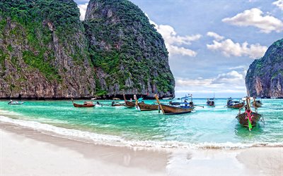 Phi Phi Island, Phuket, Thailand, tropical island, ocean, rocks, islands, summer travel