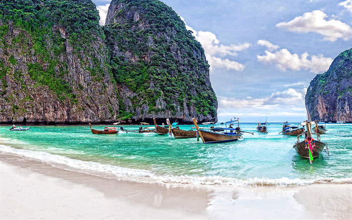 Phi Phi Island, Phuket, Thaimaa, trooppinen saari, ocean, kivi&#228;, saaret, kes&#228; matkailu