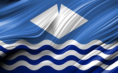 4k, Ilha de Wight bandeira, munic&#237;pios ingl&#234;s, 3D ondas, Bandeira da Ilha de Wight, Condados da Inglaterra, Ilha de Wight Condado, distritos administrativos, Europa, Inglaterra, Ilha de Wight