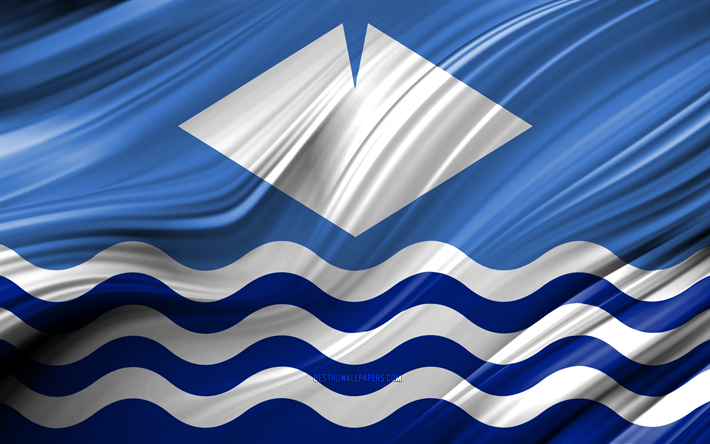 4k, Isola di Wight, bandiera, contee inglesi, 3D onde, Bandiera dell&#39;Isola di Wight, le Contee dell&#39;Inghilterra, Isola di Wight County, amministrativo, distretti, Europa, Inghilterra