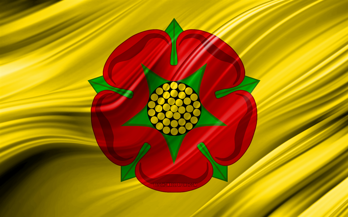 4k, Lancashire bandeira, munic&#237;pios ingl&#234;s, 3D ondas, Bandeira da cidade de Lancashire, Condados da Inglaterra, Condado De Lancashire, distritos administrativos, Lancashire 3D bandeira, Europa, Inglaterra, Lancashire