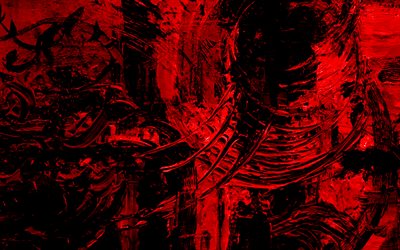 rojo oscuro, textura grunge, creativa fondo rojo oscuro, grunge, antecedentes, grunge textura, pintura roja de fondo