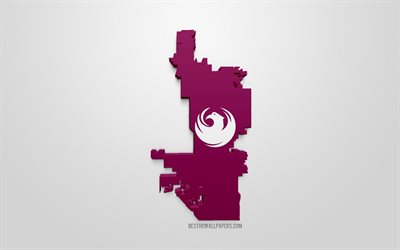 Phoenix mapa de la silueta, 3d de la bandera de Phoenix, la ciudad de Am&#233;rica, arte 3d, Phoenix 3d de la bandera, Arizona, estados UNIDOS, Phoenix, la geograf&#237;a, las banderas de las ciudades de estados unidos
