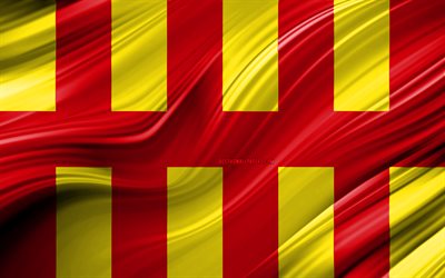 4k, Northumberland flag, english counties, 3D waves, Flag of Northumberland, Counties of England, Northumberland County, administrative districts, Northumberland 3D flag, Europe, England, Northumberland