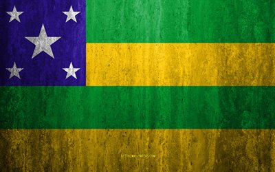 Bandeira de Sergipe, 4k, pedra de fundo, Estado brasileiro, grunge bandeira, Bandeira do Estado de Sergipe, Brasil, grunge arte, Sergipe, bandeiras dos estados Brasileiros