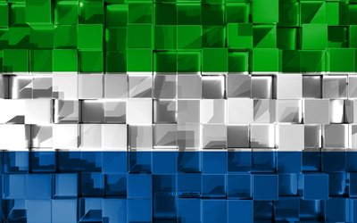 Flag of Sierra Leone, 3d flag, 3d cubes texture, Flags of African countries, 3d art, Sierra Leone, Africa, 3d texture, Sierra Leone flag