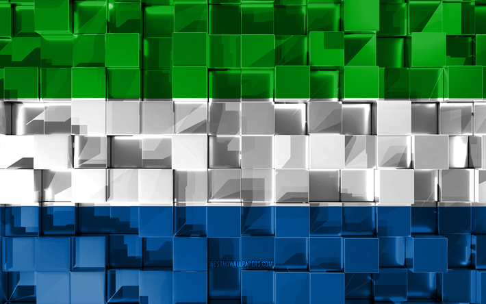 Sierra Leone bayrağı, 3d Bayrak, 3d k&#252;pleri, doku, Afrika &#252;lkelerinin Bayrakları, 3d sanat, Sierra Leone, Afrika, 3d doku