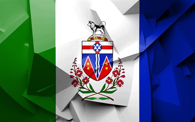 4k, Yukon, geometrik sanat Bayrağı, Kanada İlleri, Yukon bayrağı, yaratıcı, Kanada eyaletleri, Yukon Eyaleti, il&#231;elere, Yukon 3D bayrak, Kanada