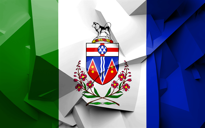 4k, Bandiera di Yukon, arte geometrica, le Province del Canada, Yukon, bandiera, creativo, province del canada, Yukon Provincia, distretti amministrativi, Yukon 3D, Canada