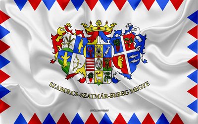 Drapeau de Szabolcs-Szatmar-Bereg, 4, un drapeau de soie, comt&#233; anglais, soie, texture, Szabolcs-Szatmar-Bereg, du drapeau, de la Hongrie, de grunge de l&#39;art, les Comt&#233;s de la Hongrie