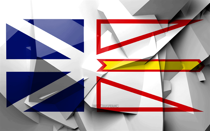 4k, Bandiera dell&#39;isola di Terranova, arte geometrica, le Province del Canada, Terranova, bandiera, creativo, province canadesi, Terranova Provincia, distretti amministrativi, Canada