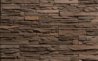brown stone wall, close-up, brown backgrounds, stone textures, brown stone texture, stone backgrounds, brown stone