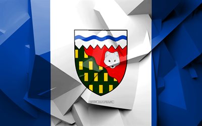 4k, Bandiera dei Territori del nord-ovest, arte geometrica, le Province del Canada, Territori del nord-ovest bandiera, creativo, province canadesi, Territori del nord-ovest della Provincia, distretti amministrativi, Canada, Territori del nord-ovest