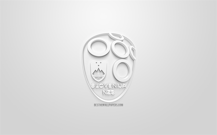 سلوفينيا المنتخب الوطني لكرة القدم, الإبداعية شعار 3D, خلفية بيضاء, 3d شعار, سلوفينيا, أوروبا, الاتحاد الاوروبي, الفن 3d, كرة القدم, أنيقة شعار 3d