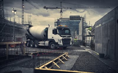 Volvo FMX, 2019, concrete mixer truck, construction machines, new white FMX, concrete transportation concepts, Swedish trucks, Volvo