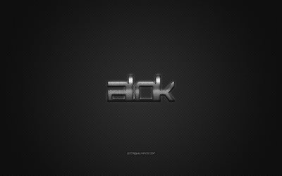 Alok logo, gray shiny logo, Alok metal emblem, Brazilian DJ, Alok Achkar Peres Petrillo, gray carbon fiber texture, Alok, brands, creative art