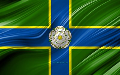 4k, North Riding of Yorkshire flagga, engelska l&#228;n, 3D-v&#229;gor, Flagga North Riding, Grevskapen i England, North Riding of Yorkshire County, administrativa distrikt, Europa, England, North Riding of Yorkshire