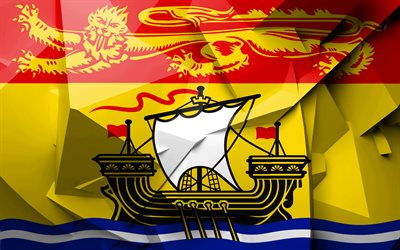 4k, Flag of New Brunswick, geometric art, Provinces of Canada, New Brunswick flag, creative, canadian provinces, New Brunswick Province, administrative districts, Canada, New Brunswick
