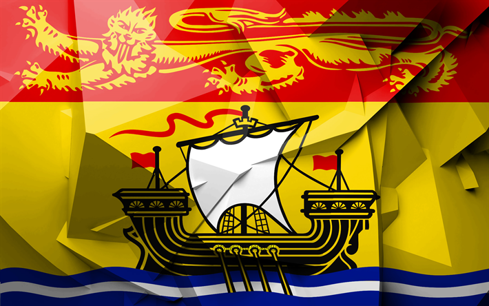 4k, le Drapeau du Nouveau-Brunswick, geometric art, les Provinces du Canada, du Nouveau-Brunswick drapeau, cr&#233;ative, les provinces canadiennes du Nouveau-Brunswick Province, des districts administratifs, Canada, Nouveau-Brunswick