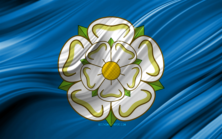 4k, Yorkshire bandeira, munic&#237;pios ingl&#234;s, 3D ondas, Bandeira de Yorkshire, Condados da Inglaterra, Yorkshire County, distritos administrativos, Yorkshire 3D bandeira, Europa, Inglaterra, Yorkshire