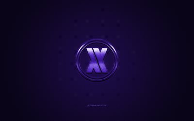 Blasterjax logo, violetti kiilt&#228;v&#228; logo, Blasterjaxx metalli-tunnus, violetti hiilikuitu rakenne, Blasterjaxx, merkkej&#228;, creative art