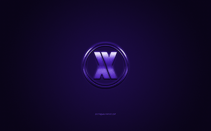 Blasterjax logo, purple shiny logo, Blasterjaxx metal emblem, purple carbon fiber texture, Blasterjaxx, brands, creative art