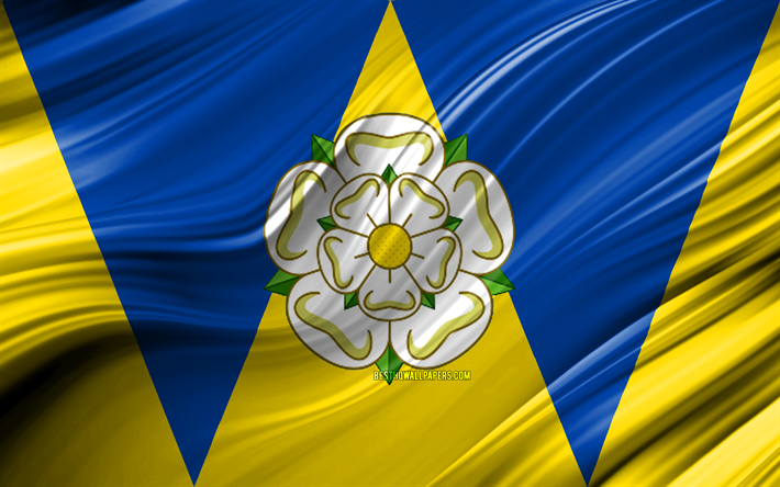 4k, West Yorkshire bandera, ingl&#233;s condados, 3D ondas, la Bandera de West Yorkshire, en los Condados de Inglaterra, Yorkshire del Oeste del Condado, los distritos administrativos, Europa, Inglaterra, Yorkshire del Oeste