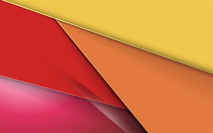 materiaali suunnittelu, punainen ja keltainen, kolmiot, geometrisia muotoja, lollipop, luova, nauhat, geometria, v&#228;rik&#228;s taustat
