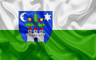 Flagga Veszprem L&#228;n, 4k, silk flag, Ungerska l&#228;n, siden konsistens, Veszpr&#233;m flagga, Ungern, grunge konst, Veszpr&#233;m, L&#228;nen i Ungern
