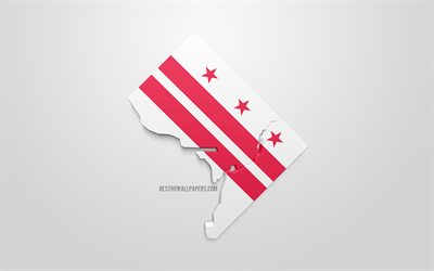 واشنطن صورة ظلية خريطة, 3d العلم من واشنطن, مدينة أمريكية, الفن 3d, واشنطن 3d العلم, الولايات المتحدة الأمريكية, واشنطن, الجغرافيا, أعلام من مدن الولايات المتحدة, عاصمة الولايات المتحدة الأمريكية
